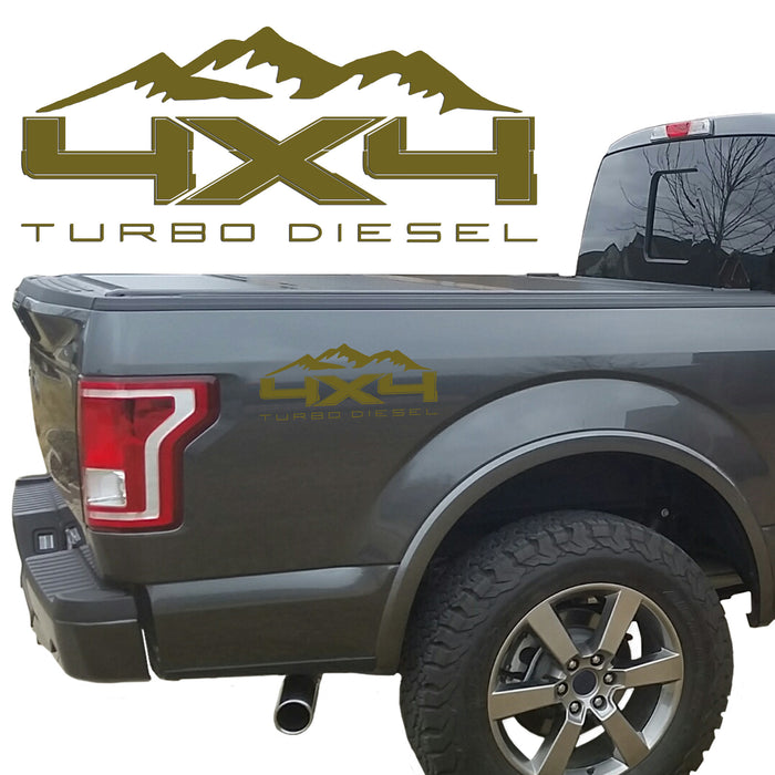 4X4 TURBO DIESEL BEDSIDE VINYL DECAL FORD TRUCKS 2008-2017 F250 F350 SUPER DUTY