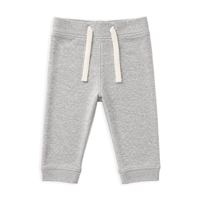 Organic Cotton Baby Drawstring Baby Jogger Pants, Heather Grey