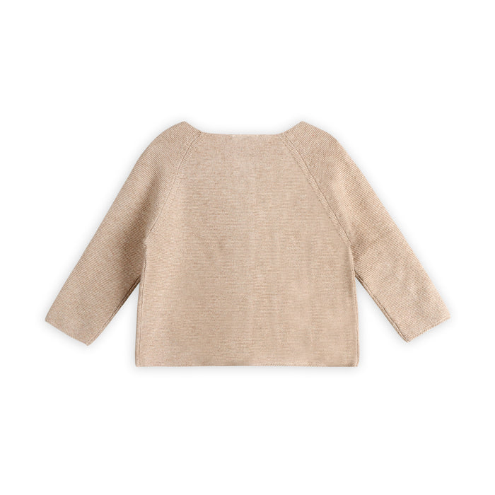 Bird Embroidered Baby Knit Cardigan Back (Organic Cotton)