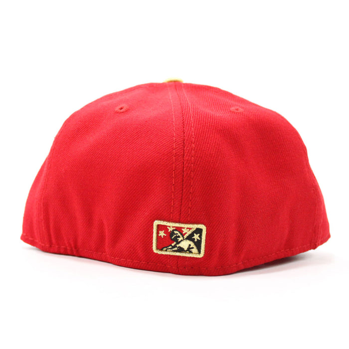 Carolina Mudcats New Era 59Fifty Fitted Hat (Red Black M Gold)