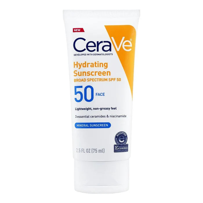 CeraVe Hydrating Mineral Sunscreen SPF 50 – 75ml | Broad Spectrum Protection