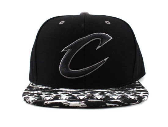 Cleveland Cavaliers Mitchell & Ness Strapback Hats (Black White Gray)