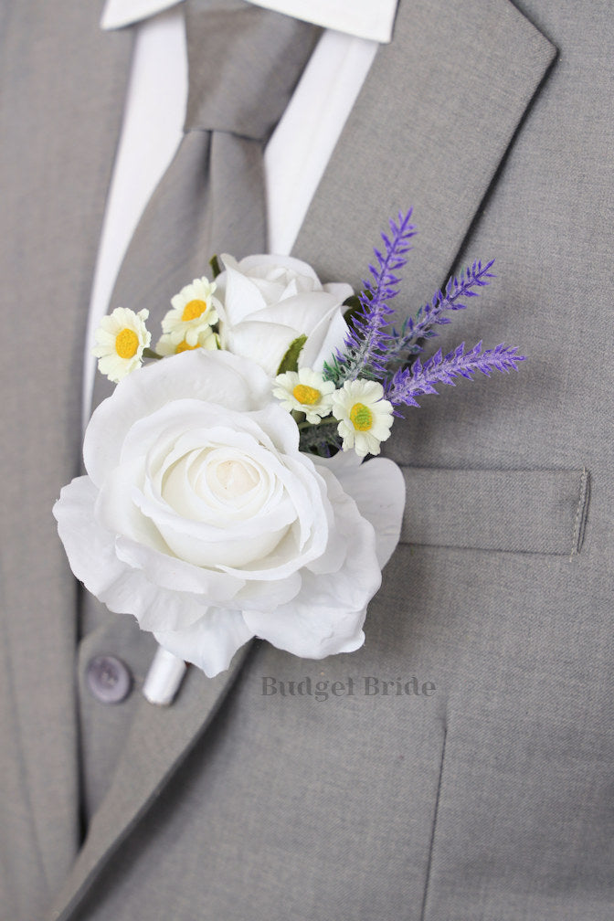 Daisies and Lavender Silk Wedding Bouquet - $39.50 | Boca