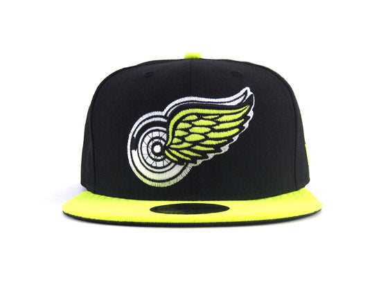 Detroit Red Wings New Era 59FIFTY Fitted Hats (BLACK NEON YELLOW)