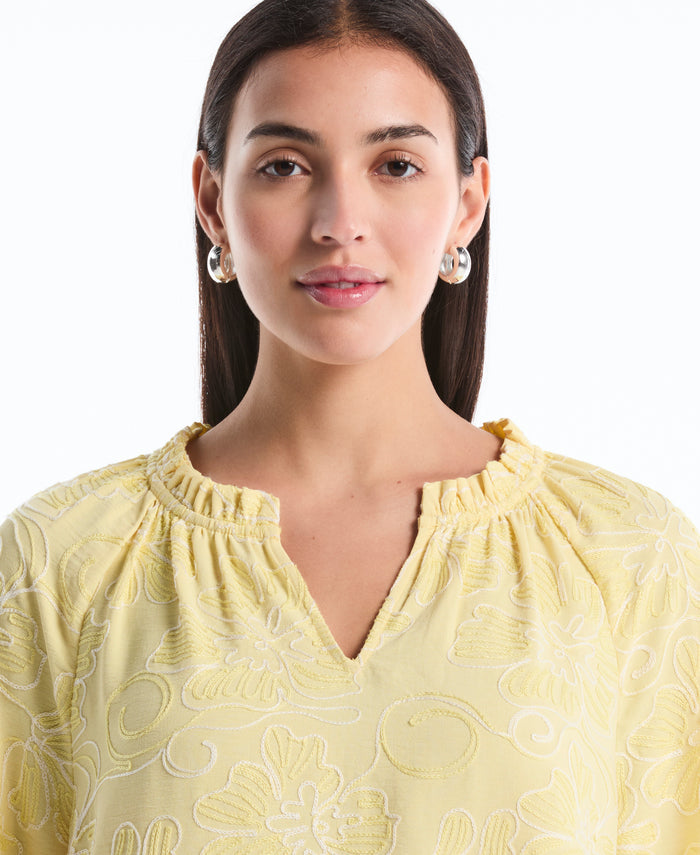 Floral Embroidered Blouse (Pale Banana)