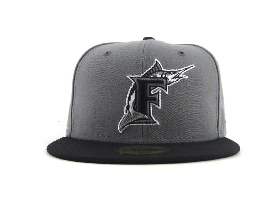 Florida Marlins New Era Fitted 59FIFTY Hat (STORM GREY BLACK Air Jordan Retro 4 Oreos)