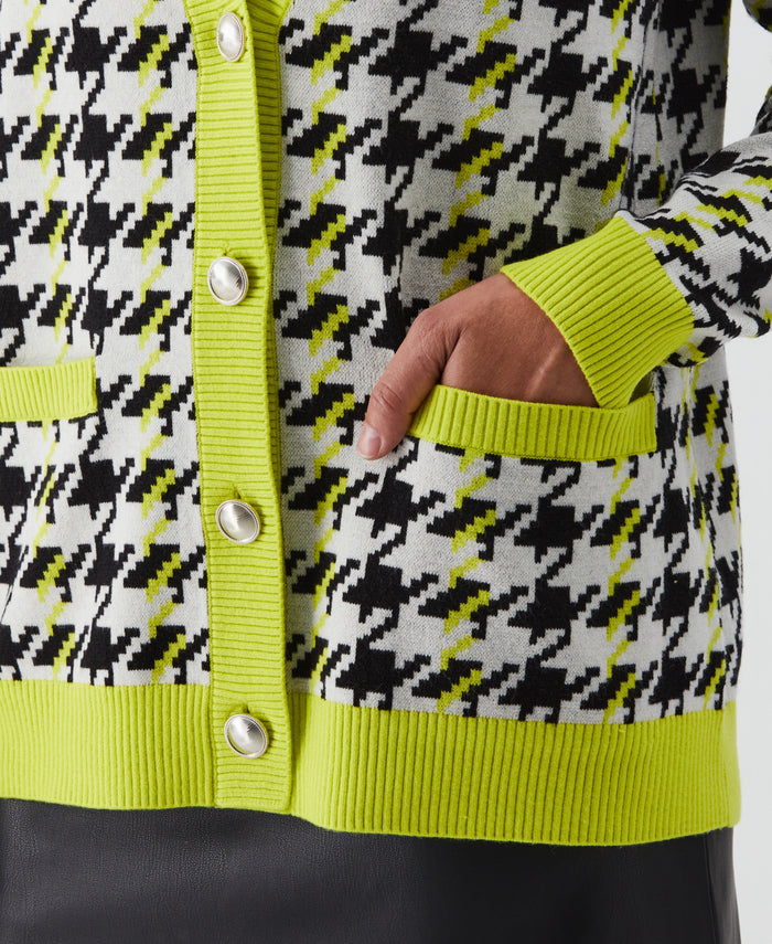 Houndstooth Relaxed Cardigan (Sulphur Spring)