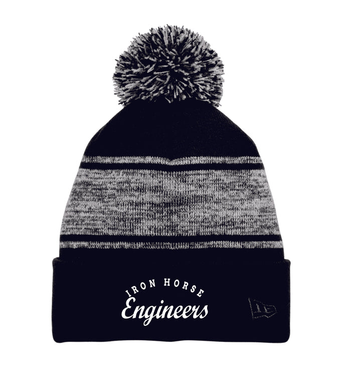 Iron Horse STAFF Stripe Pom Pom Beanie- Embroidered