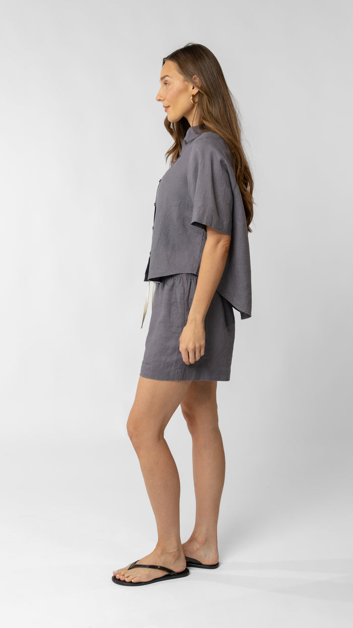 Isla Short Sleeve Button Up Shirt - Linen