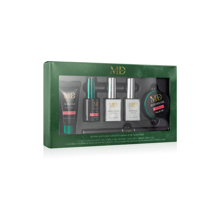 Set of gel products in a green box with 'MD' branding on a white background