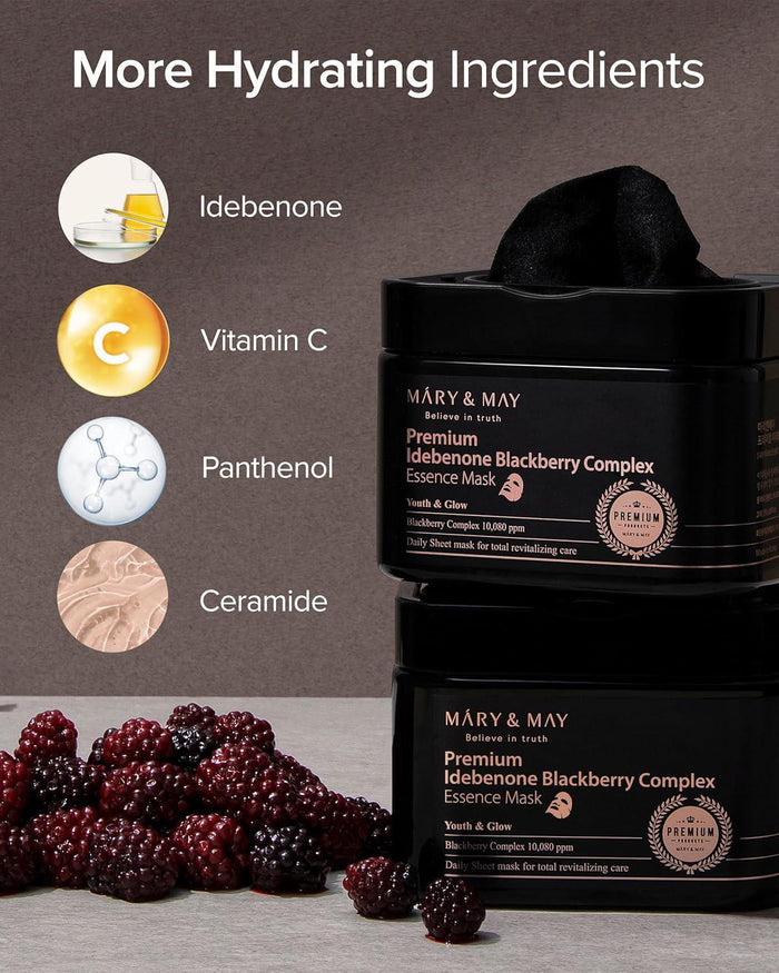 Mary&May Premium Idebenone Blackberry Complex Essence Mask 20 sheets
