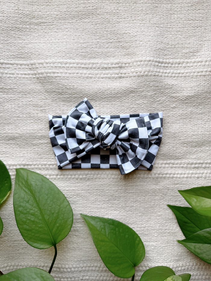 Mini Tieband - Distressed Black Checker