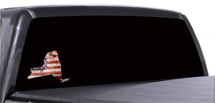 New York Distressed Tattered Subdued USA American Flag Vinyl Sticker