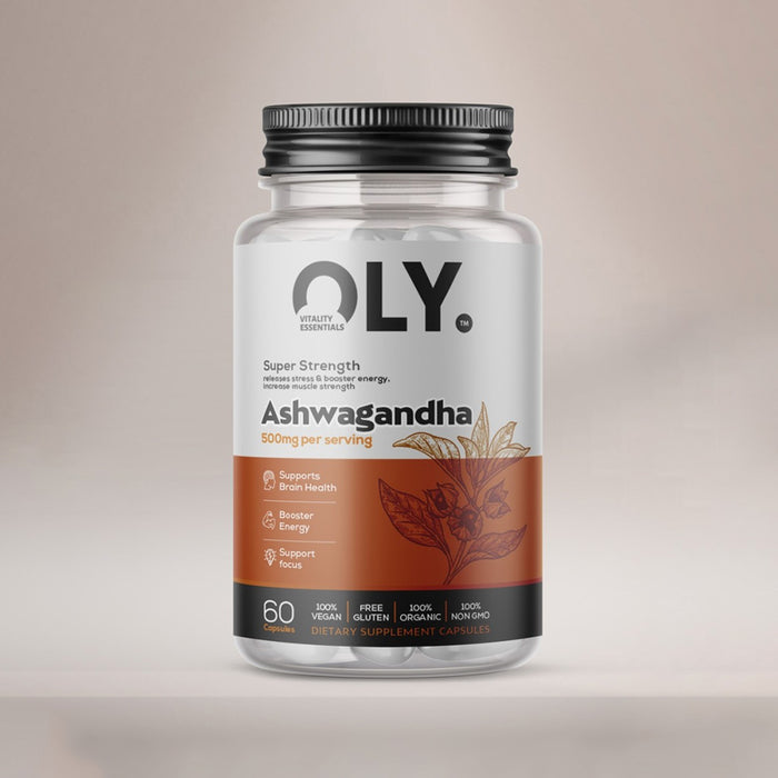 OLY Ashwagandha 500mg – maisto papildas, 60 kapsulių