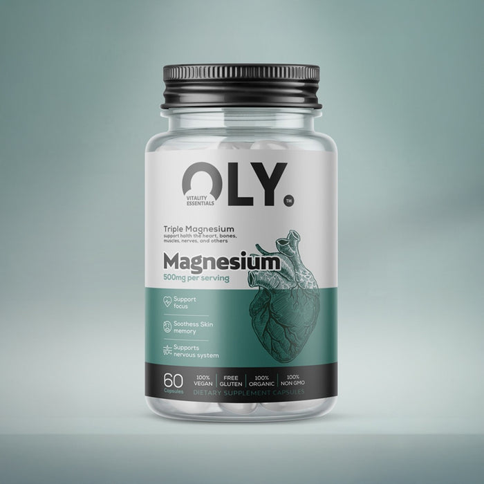 OLY Triple Magnesium 500mg – maisto papildas, 60 kapsulių