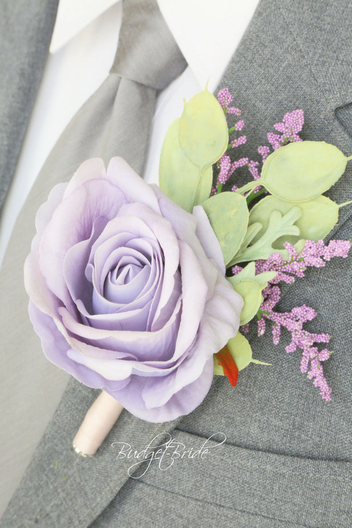 Peach and Dusty Lavender Silk Wedding Bouquet - $65.00 | Christian