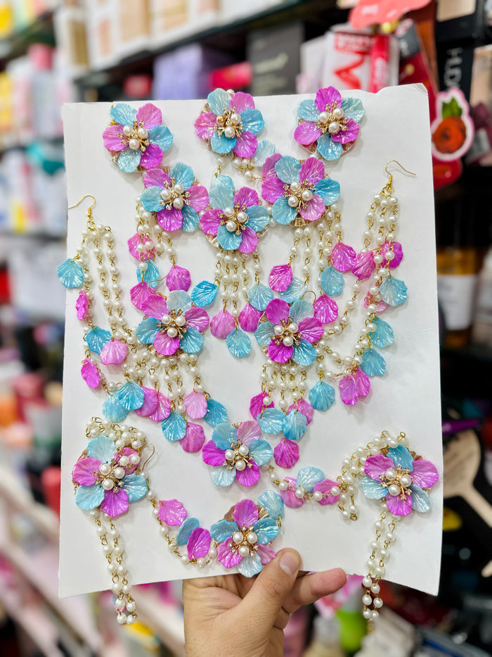 Petal Infused Artisan Purple and Sky Blue Resin Jewellery RJ009