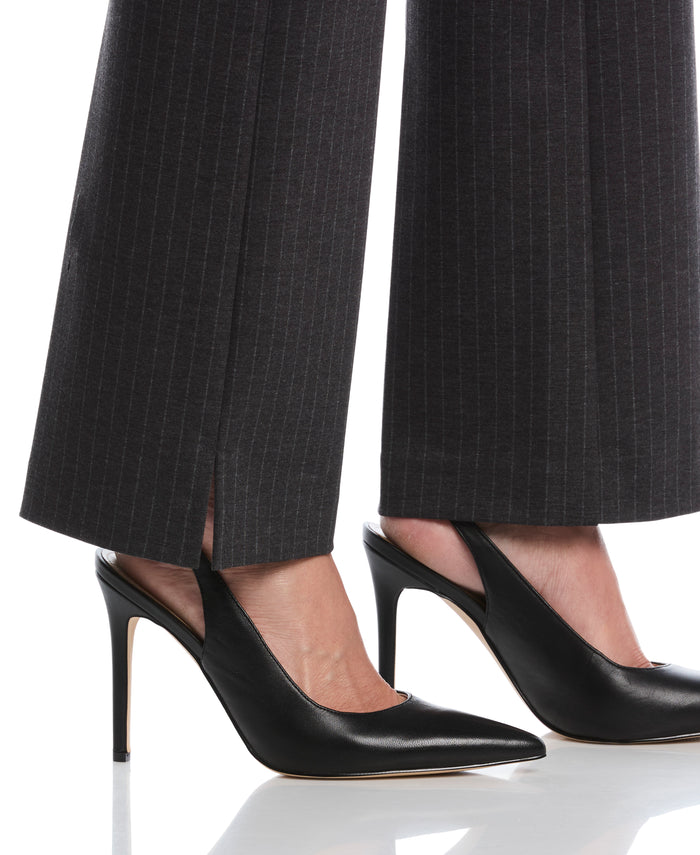 Pinstripe Print Ponte Bootcut Pant (Magnet)