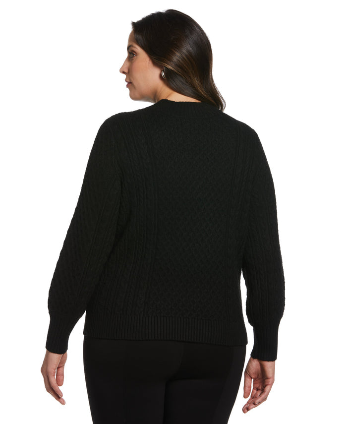 Cut-Out Cable Knit Sweater (Black)