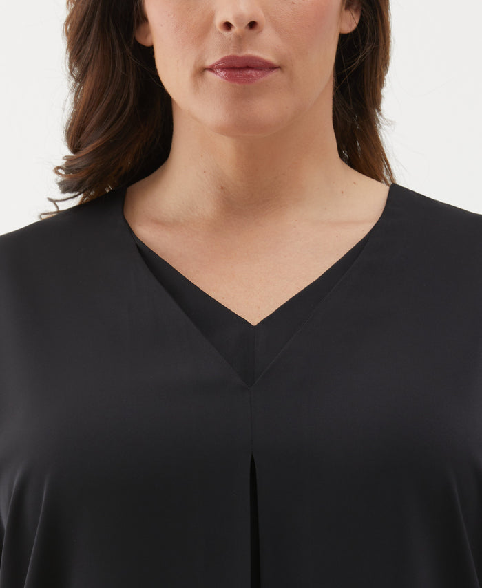 Plus Size Layered Dolman Sleeve Blouse (Black)