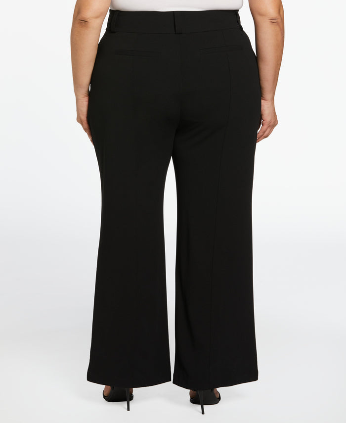 Wide Waistband Wide Leg Pant (Black)