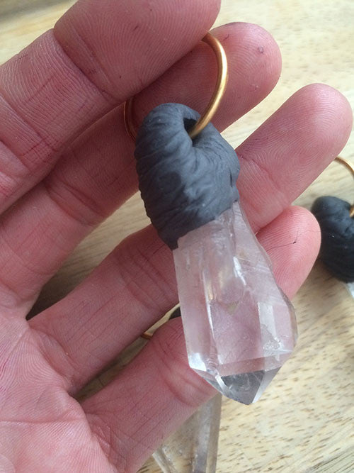 QUARTZ WITH SCULPTED BITS PENDANTS