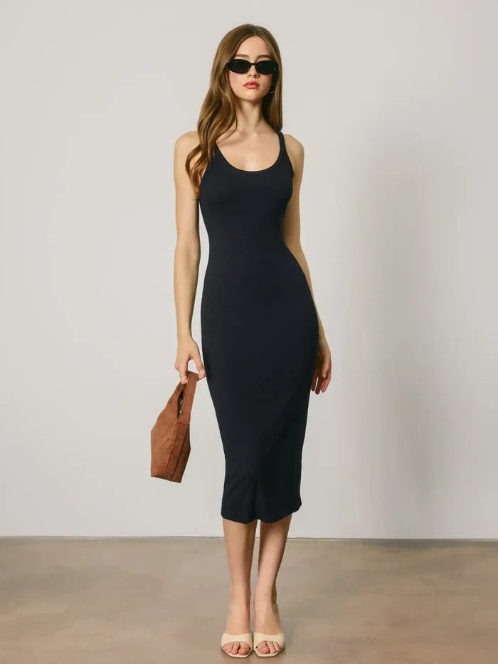 Scoop Neck Ribbed Maxi Dress