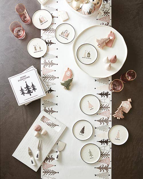 Set of 3 Holiday Ceramic Tree Set - Blush