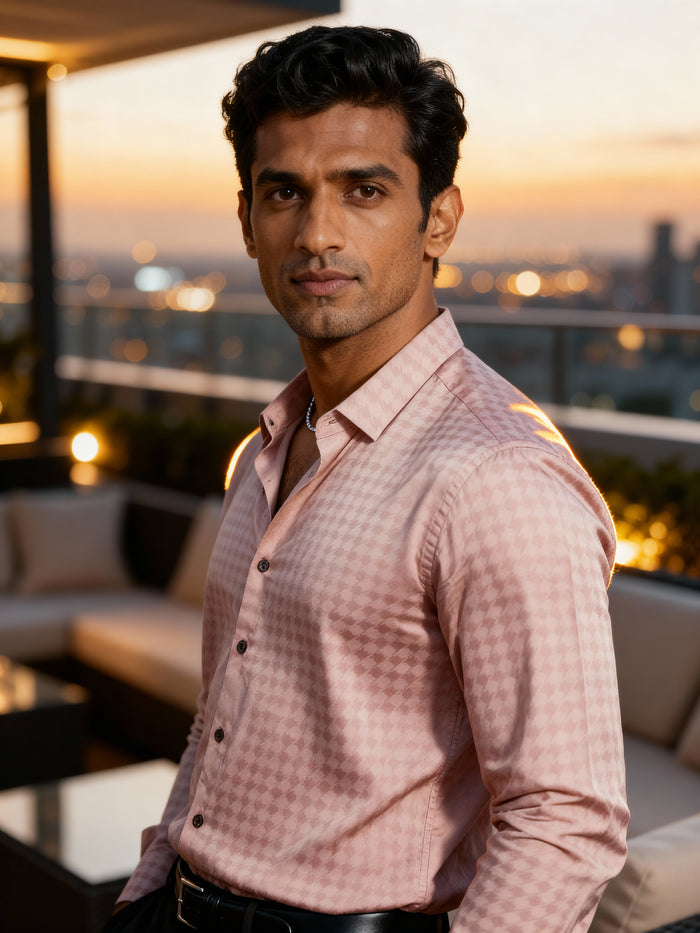The Paribito Pink Satin Party Shirt