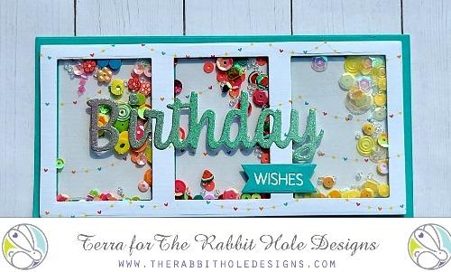 The Rabbit Hole Designs - Stamp Set - Birthday - Scripty - 3x4. Deeply etched, clear photopolymer stamps for precise placement. The word Birthday is sized so that it may be stamped onto the shadow layer from the coordinating dies (sold separately). Made in USA. Coordinates with Birthday - Scripty Word with Shadow Layer Dies. Available at Embellish Away located in Bowmanville Ontario Canada. Card design by Terra.