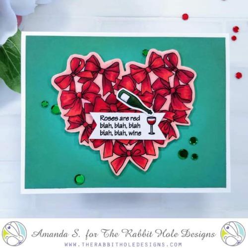 The Rabbit Hole Designs - Stamp Set - Sassy Sentiments - Anti Valentine - 4x6. Deeply etched, clear photopolymer stamps for precise placement. Sentiments are .125 inches in height and vary in length. Made in the USA. Available at Embellish Away located in Bowmanville Ontario Canada. Card design by Amanda S.