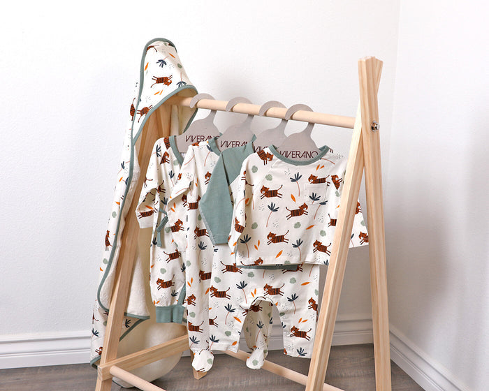 Tiger Kangaroo Pocket Baby Jumpsuit (Organic Cotton)