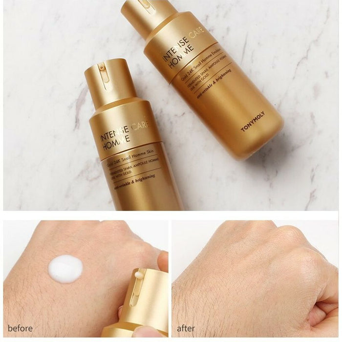TONYMOLY Intense Care Gold 24K Snail Homme Emulsion مستحلب الحلزون للعناية المركزة بالذهب