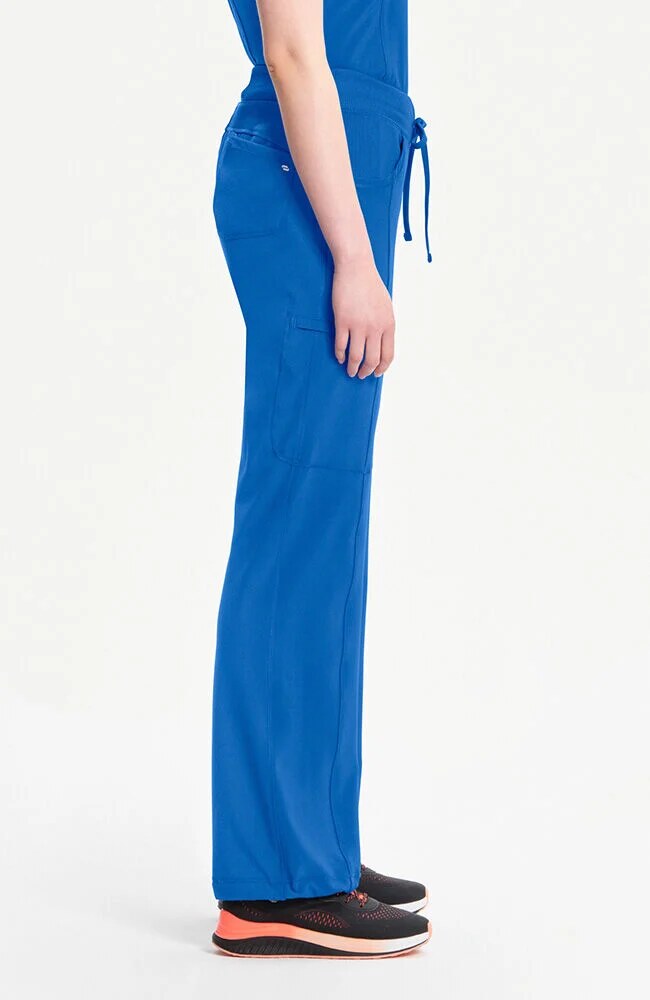 Women's Scrub Set: Split Round Neck Solid Scrub Top & Rib-Knit Drawstring Waist Scrub Pant
