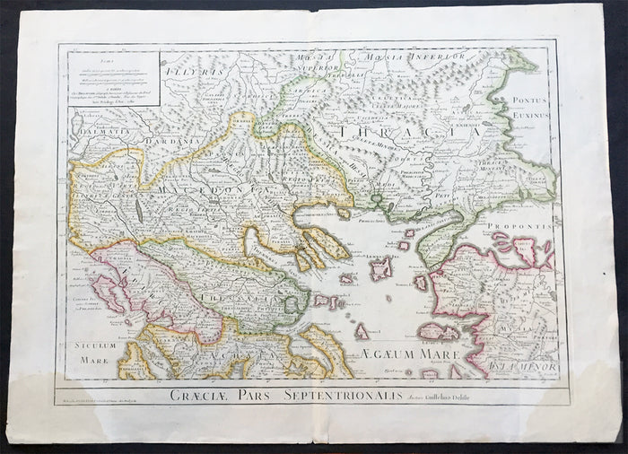 1780 Large Delisle Antique Map of Nothern Greece, Macedonia, Thracia, Turkey
