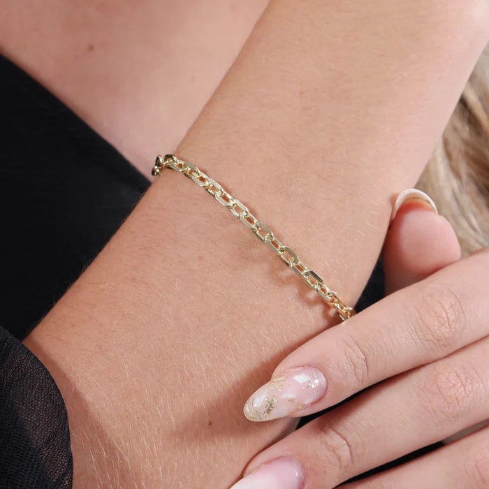 18k Gold Filled Diamond Cut Anchor Link Bracelet