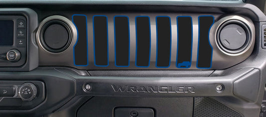 2 Door Dash grill decal Fits: 2018 & up Jeep Wrangler JL JT Sahara Altitude 0464