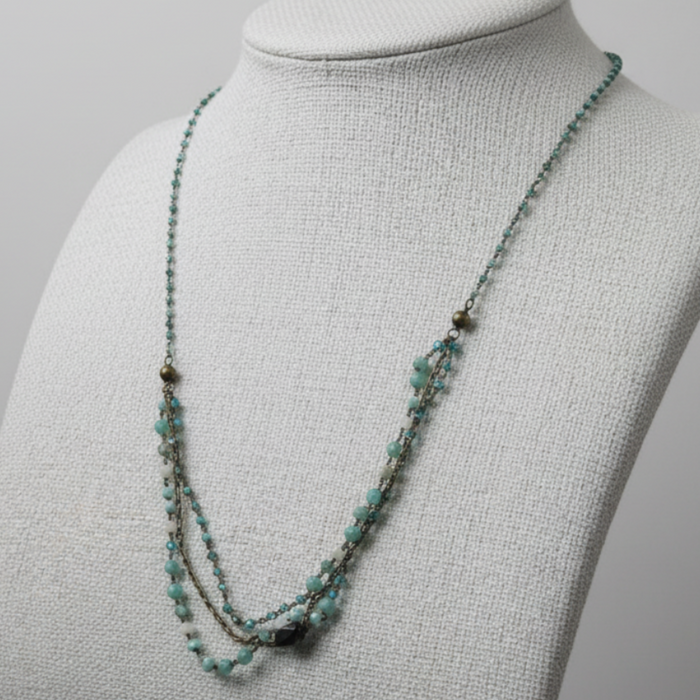 Beaded 2-in-1 necklace by American Unique Group, featuring layered beaded design with colorful and intricate beadwork.