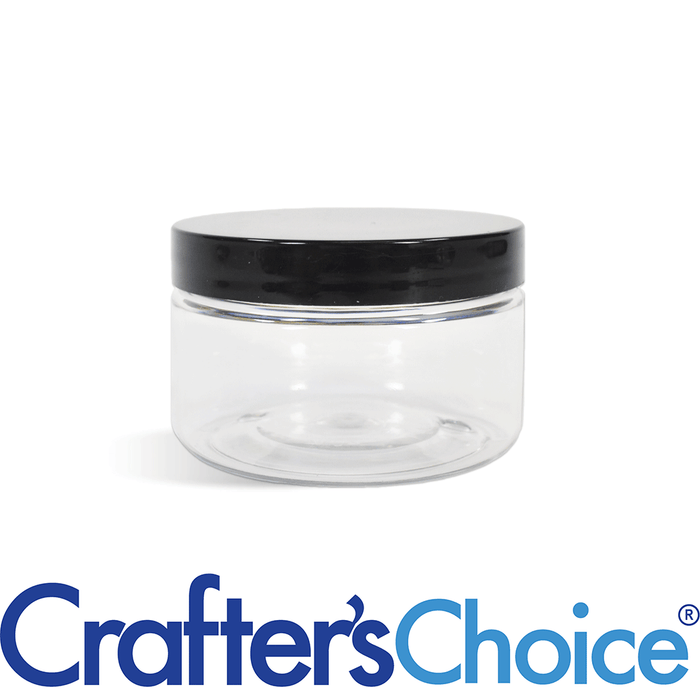 2 oz Clear Heavy Wall Jar & Blk Straight Top Set