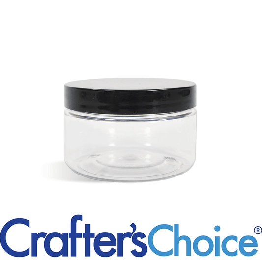 2 oz Clear Heavy Wall Jar & Blk Straight Top Set