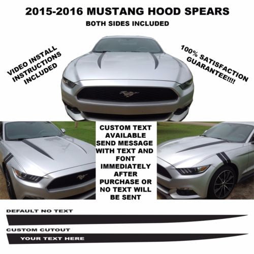 2015 & UP FORD MUSTANG COWL HOOD SPEARS STRIPES VINYL GRAPHICS 5.0L GT COYOTE 0072