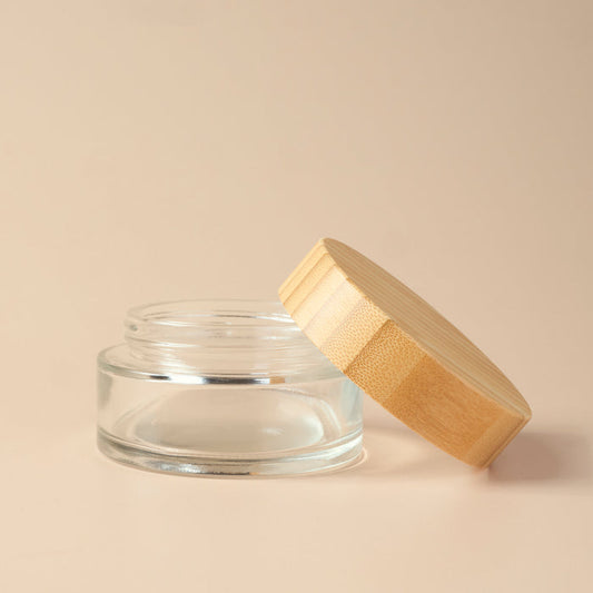 3.38 oz Clear Glass Jar & Bamboo Lid