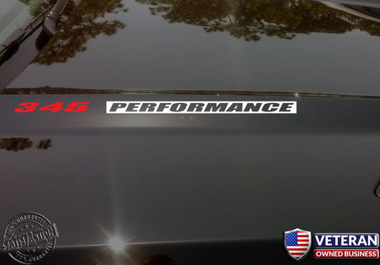 345 PERFORMANCE Hood Vinyl Decal Fits Dodge Hemi Ram Charger International Harvester Scout INV