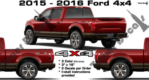 4x4 BED SIDE VINYL DECAL CHROME CARBON FIBER FORD  F150 F250 F350 F450 SUPERDUTY