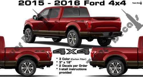 4x4 BED SIDE VINYL DECAL CHROME CARBON FIBER FORD  F150 F250 F350 F450 SUPERDUTY