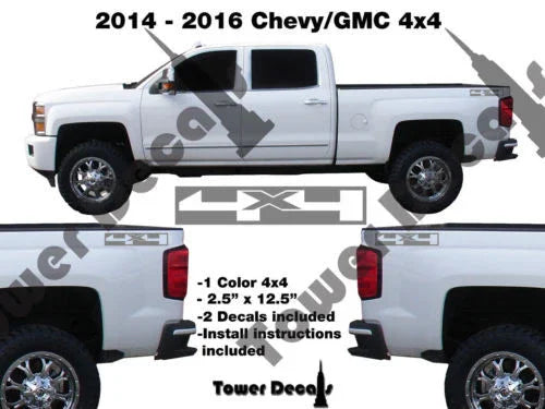 4x4 INVERTED TRUCK BEDSIDE VINYL DECAL FOR CHEVROLET SILVERADO GMC SIERRA