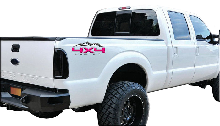 4X4 LARIAT MOUNTAIN DECAL (2ea) FITS: 2008-2017 FORD TRUCK F250 F350 SUPER DUTY