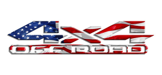 Black and White American Flag 3D 4x4 Off Road Bedside Vinyl Decals  Dodge Ram 1500 2500 3500