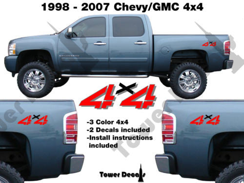 4x4 TRUCK BED SIDE DECAL FOR 1998-2007 CHEVY SILVERADO GMC SIERRA HD