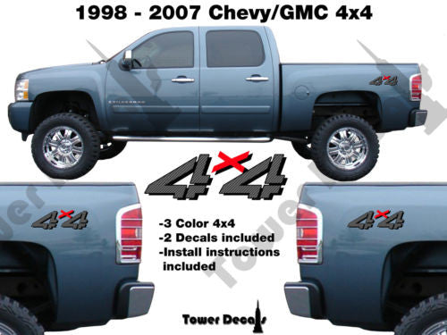 4x4 TRUCK BED SIDE DECAL FOR 1998-2007 CHEVY SILVERADO GMC SIERRA HD